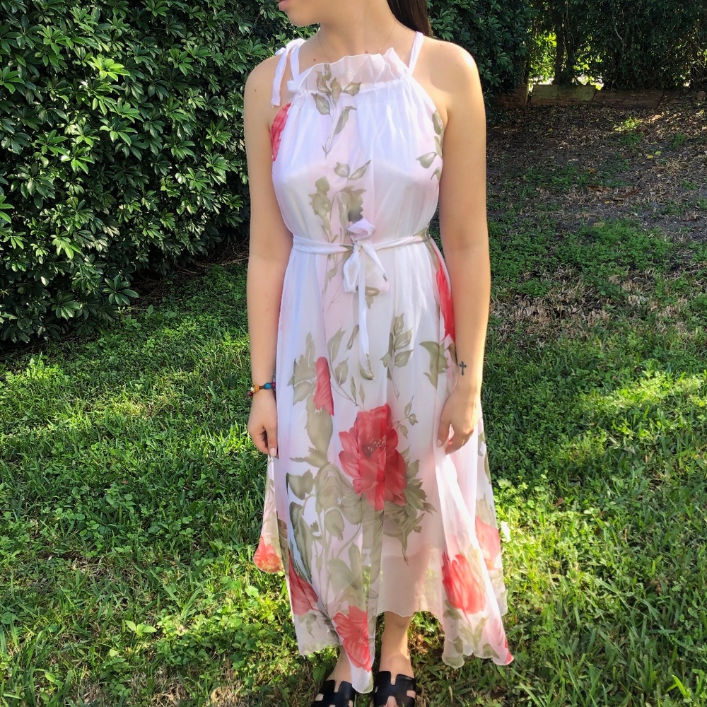 Sheer Maxi Flower Dress